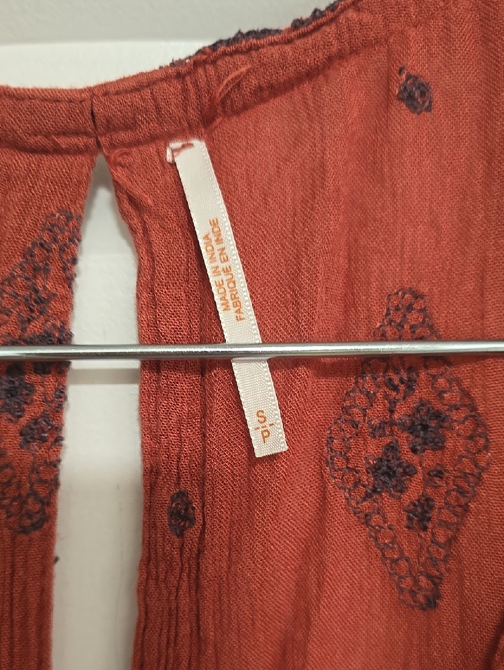 🌟7/25$ Free People Diamond Oversized Embroidered Tunic Top Cinnamon Size Small - Picture 3 of 8